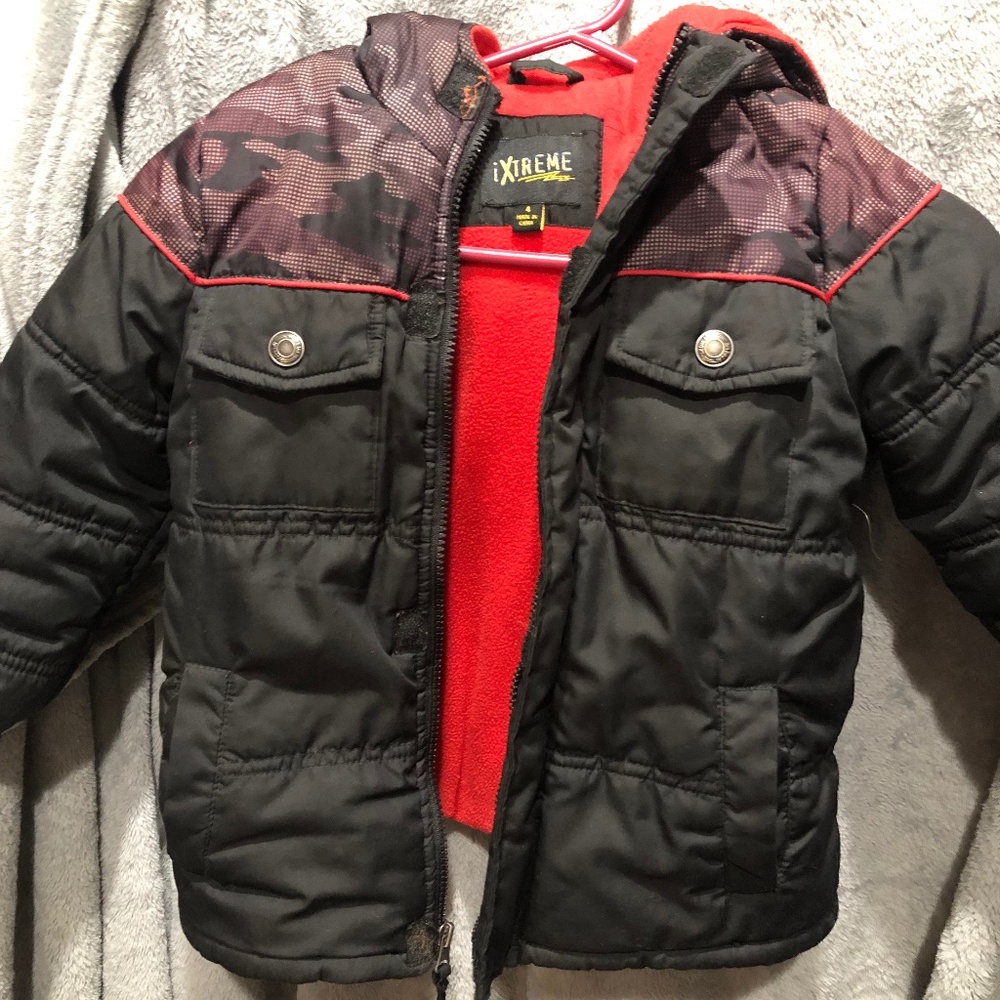 iXtreme coat black gray fleece lined size 4